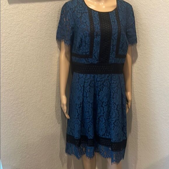Eliza J-Elegant Blue Lace Dress with pockets - Picture 2 of 7